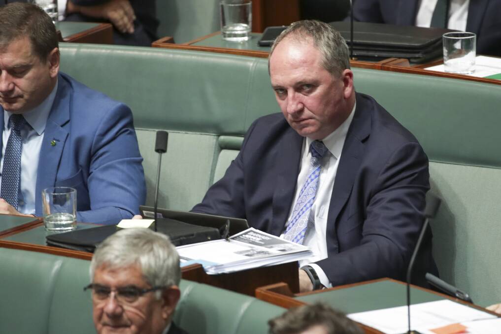 BRANCH SUPPORT: Barnaby Joyce in parliament houses before he announced he was going on personal leave. Photo: Alex Ellinghausen