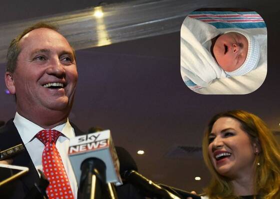 Barnaby Joyce and partner Vikki Campion. Please note the baby is not theirs. Photos; FILE. 
