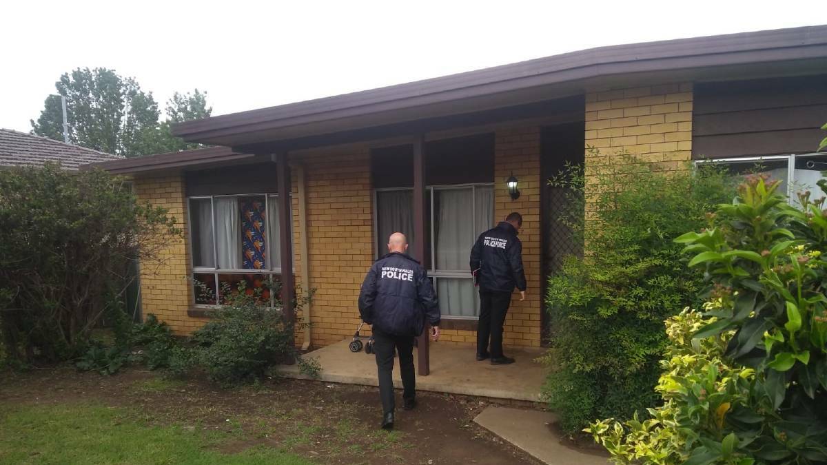Search warrant: Strike Force Fryer detectives raid the home in Solomon Avenue in Armidale, seizing goods on January 24, a day after Michael Waters, 24, was charged.