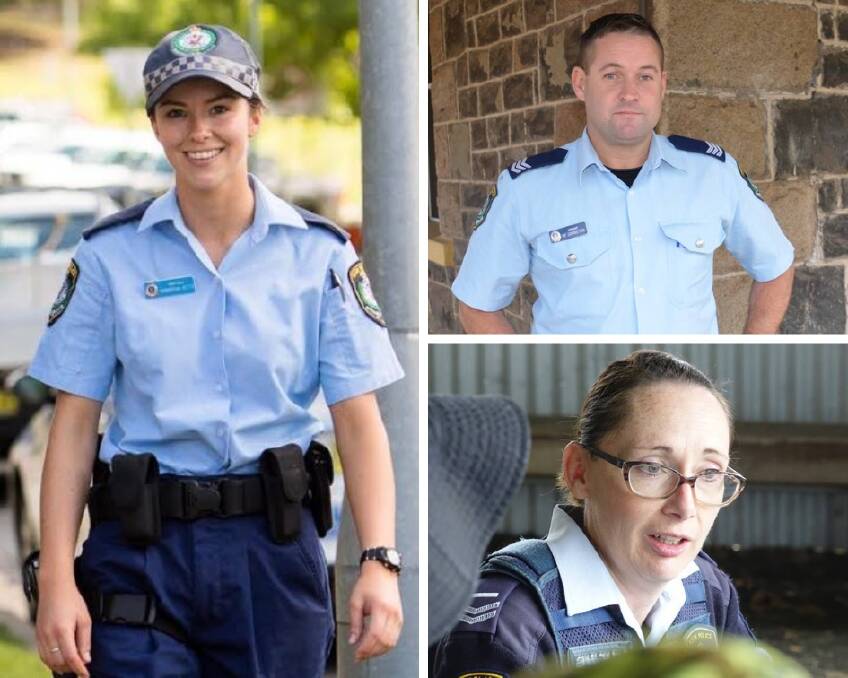 Colleagues: Samantha Petty, left, with injured officers Sergeant Mark Johnston and Senior Constable Helen McMurtrie. Photos: Glen Innes Examiner, Adam Marshall
