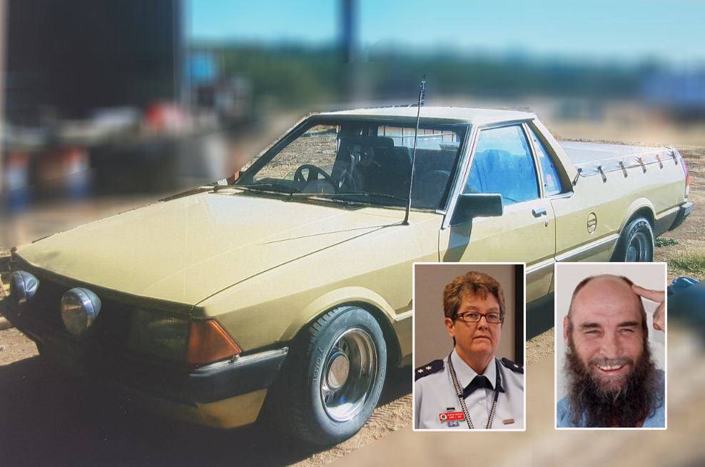 Vital clues: The 1980 model XD Ford Falcon ute police believe was involved in the killing of Darren Willis, inset right. Also inset: Detective Inspector Ann Joy. Photos: NSW Police, Steven Green