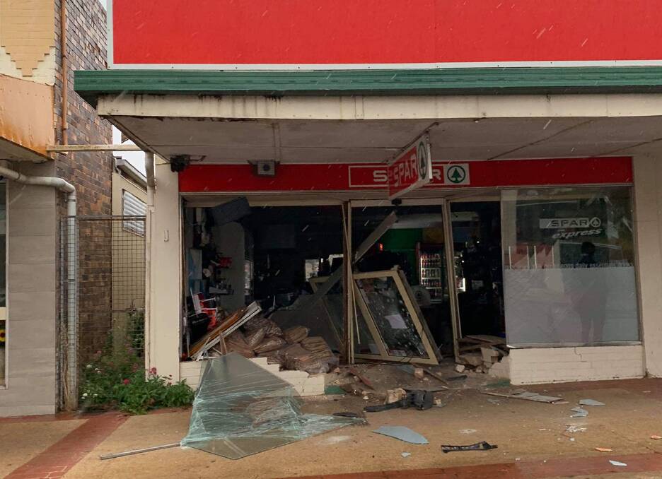 Targeted hit: The Guyra supermarket after the ram-raid on the morning of March 17. Photo: Josephine Cruickshank