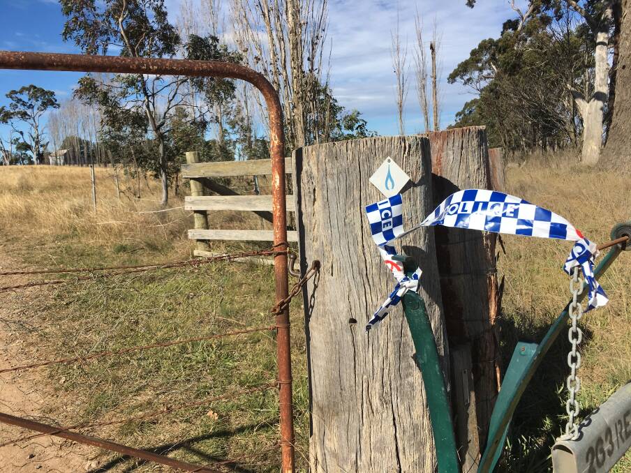 Crime scene: Police tape at the property on the outskirts of Armidale in June 2017. Photo: Laurie Bullock