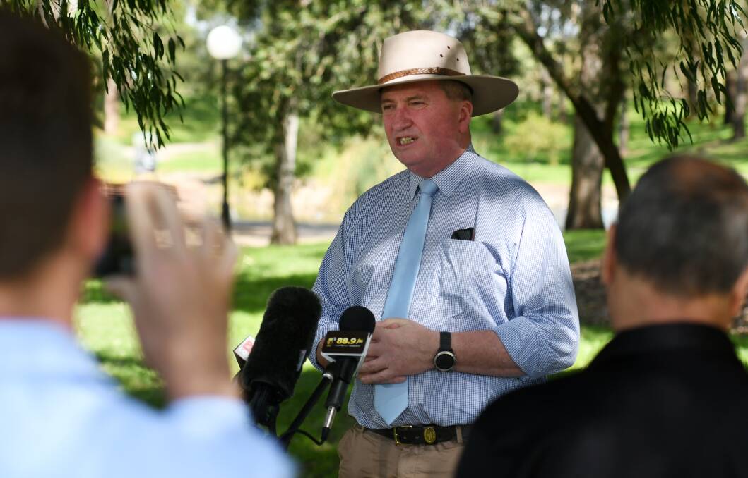 Joyce is back: New England MP Barnaby Joyce, pictured in Tamworth, has been elected as leader of the National Party, after a spill on Monday morning. Photo: Gareth Gardner