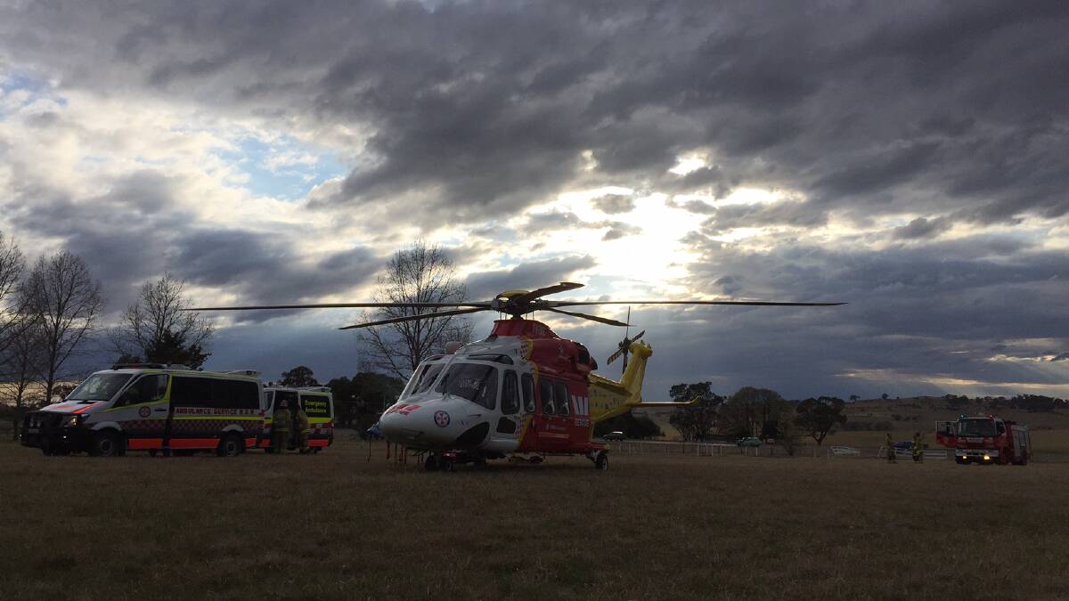 Emergency : The Westpac Helicopter at Glencoe on Saturday. Photo: WRHS