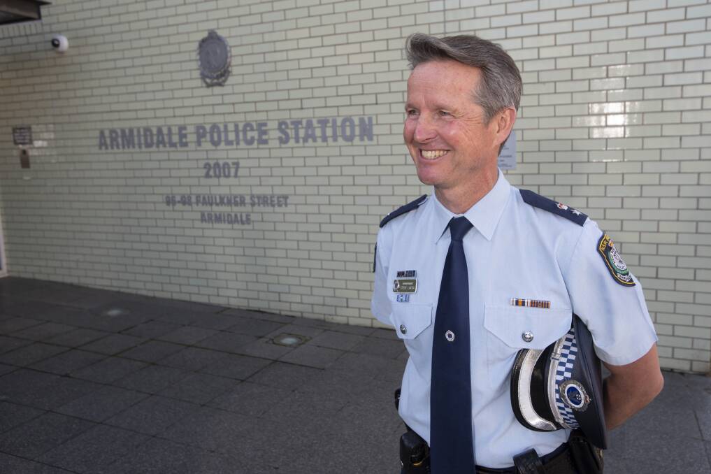 Changing of the guard: Incoming Superintendent Steve Laksa in Armidale on his first day. Photo: Peter Hardin