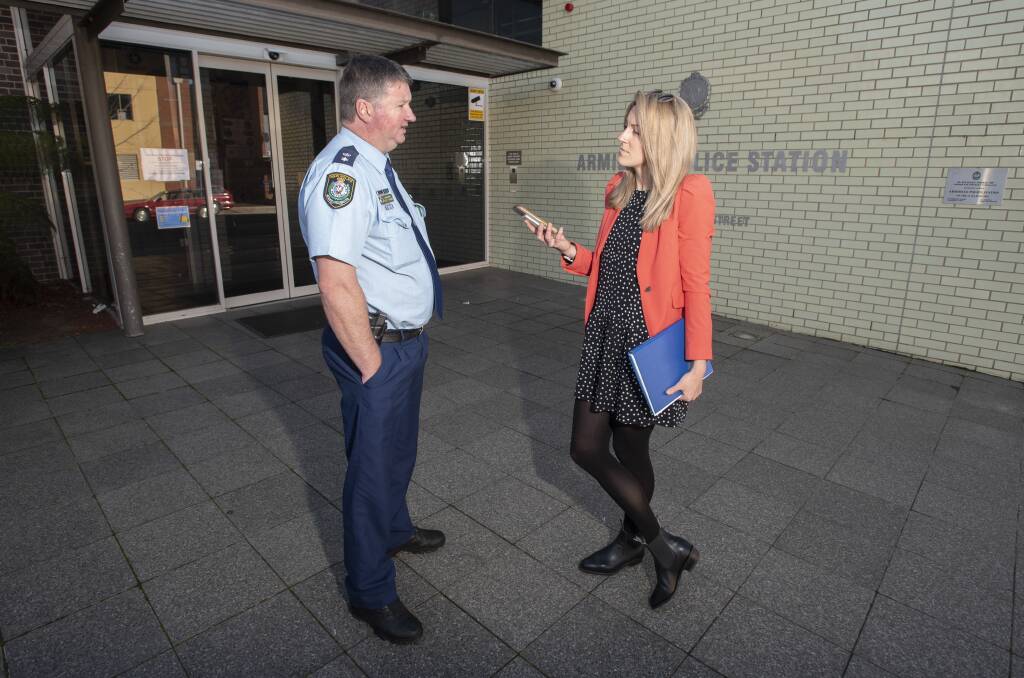 On the move: New England Police Superintendent Scott Tanner, pictured in Armidale this week, has left for the top job in Richmond on the North Coast. Photo: Peter Hardin