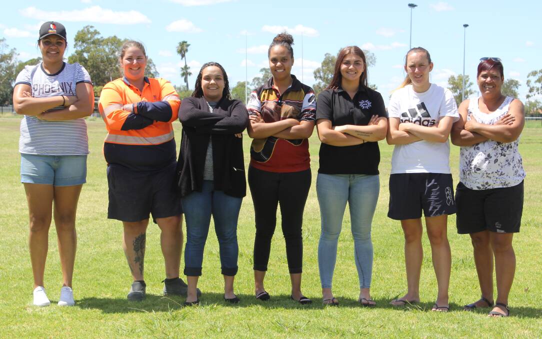 CONFIDENT: Shamarla Duncan, Carly Walton, Tara Newman, Bianca Wells, Taisha Sweeney, Katie Davidson and coach Lorilie Haines are all set for this Saturday's final round.