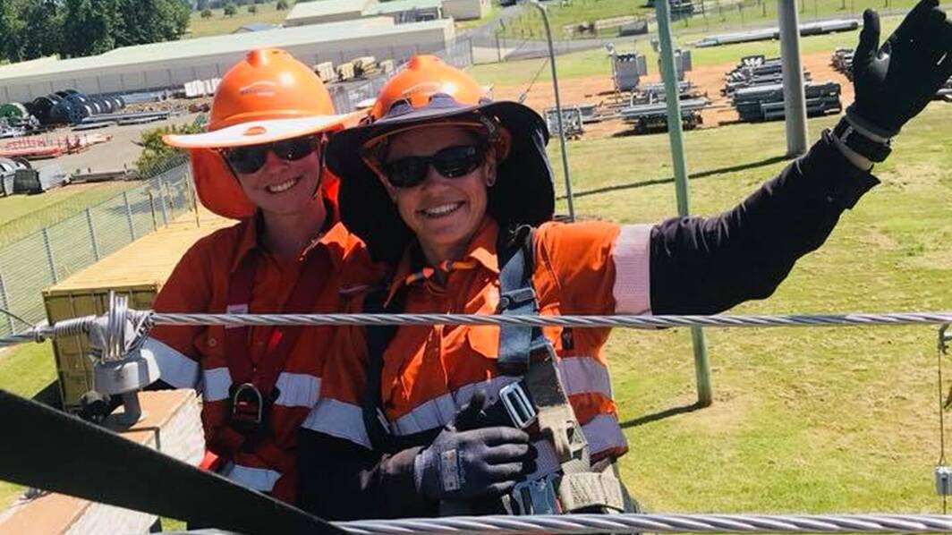ENERGY: 2019 Tamworth-based apprentice, Brianna, with an Essential Energy trainer. Photo: Supplied