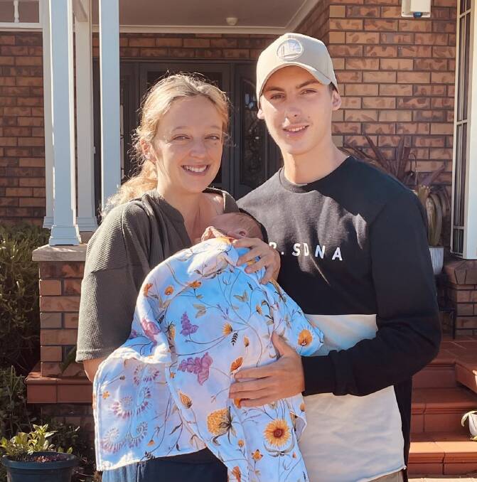 SAFE AND SOUND: Paige Delanty, Nathan and baby Victoria arrive home from hospital on Tuesday. Picture: supplied.