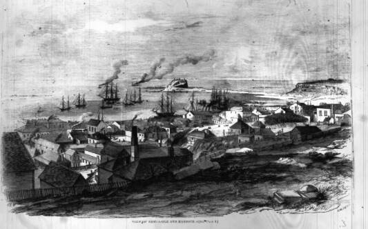 View of Newcastle and the harbour in the Illustrated Sydney News in 1865