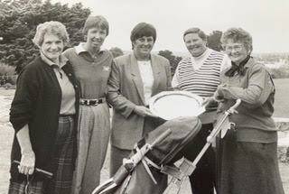 Olive Tilly (far right) on the Armidale Golf Course aged 86