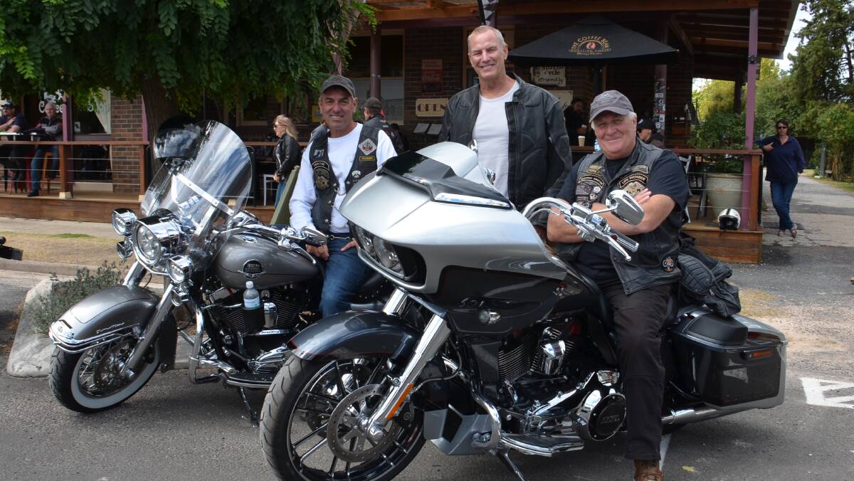 EASY RIDER: David Rollins (centre) at the Walcha Freak Show Festival of Motorcycles event launch earlier this year