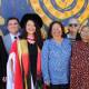 PROUD SUPPORTERS: Dr Kennedy with her father John,  partner Martin, mum Eunice, Martin's mum Leanne, nan Rosemary and sister Lorrelle at her graduation. Picture supplied.