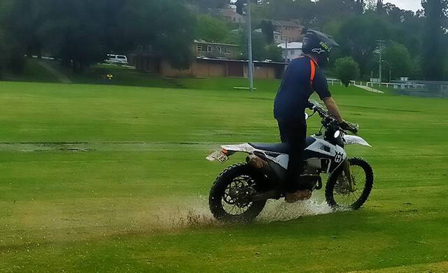 CAUGHT ON CAMERA: The motorbike rider in Harris Park. Picture: supplied.