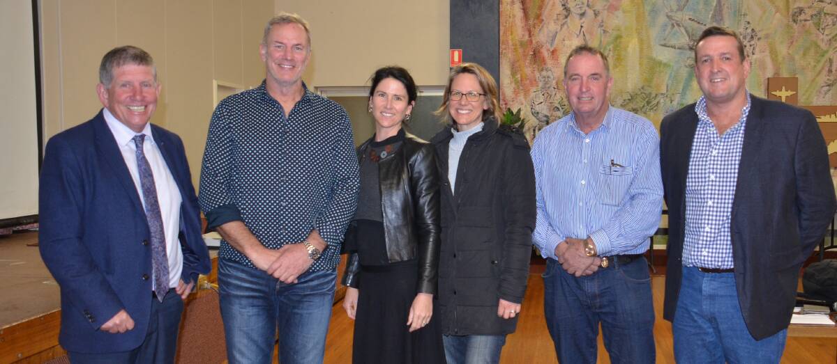 Walcha Council's Jack O'Hara, Suzie Crawford and Lisa Kirton with Walcha mayor Eric Noakes and festival organisers Mark Rollins and Greg West at the Walcha Ex-Services Club last week