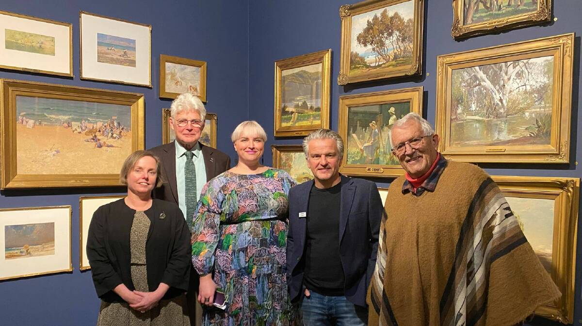 Belinda Hungerford NERAM Manager of Exhibitions and Curatorial, Richard Heathcote curator of the Blade, Rachael Parsons NERAM Director, Simon Scott exhibiting artist, Richard Bird supporter of the Blade exhibition