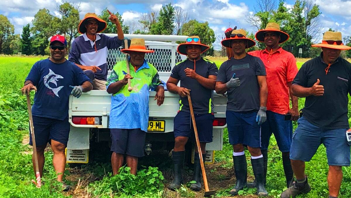 The Armidale Fijian Men's Group getting ready to weed in December 2021