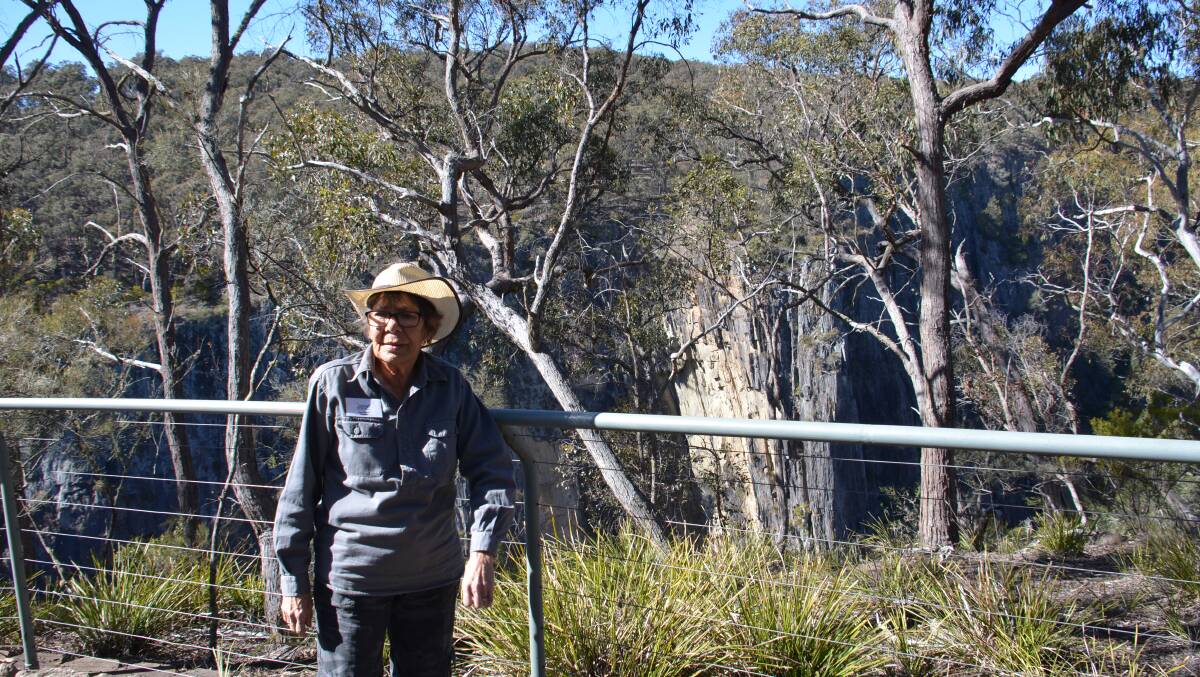 Aunty Sue Green at Apsley Falls which was originally called Bathurst Falls by Oxley who said of the site, "We were lost in astonishment."