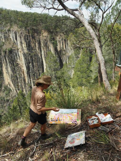 NATURE LOVER: Paula Jenkins painting en plein air at Apsley Gorge. She says as an artist she is continuously developing depending on her influences and environment.