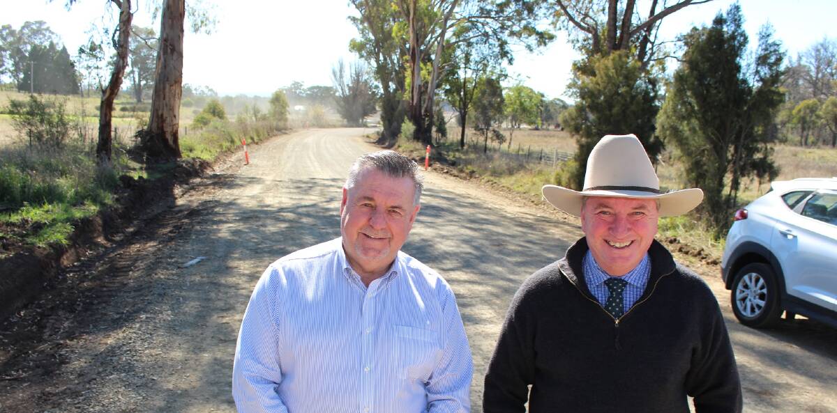 Uralla Shire Council Mayor Michael Pearce and Member for New England Barnaby Joyce on the soon to be upgraded Hawthorne Drive in Uralla.