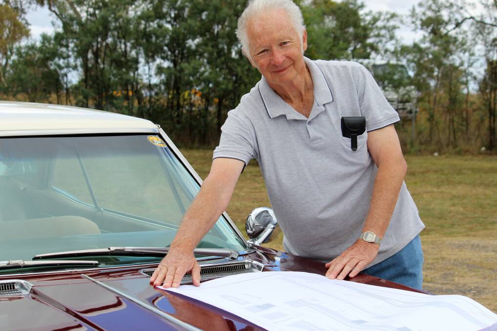 PERSEVERANCE: Secretary of the Australian Transport Museum Ltd Eric North displaying the plans for the new transport museum on the bonnet of his car back in 2019. Picture: file.