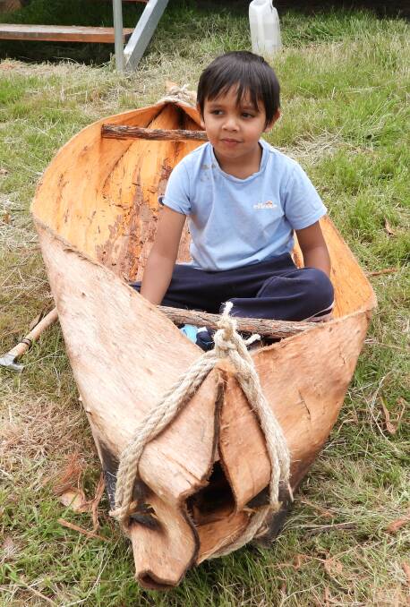 GIVING BACK: The large bark canoe donated to the Aboriginal Cultural Centre. Picture: supplied.