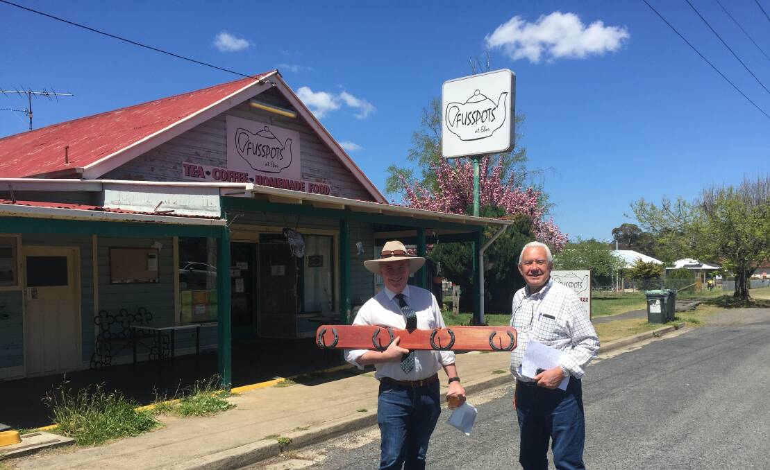 ROAD TRIPPERS: MP Barnaby Joyce with former Armidale Regional Council administrator Viv May outside the Ebor Cafe late last year. Photo supplied.