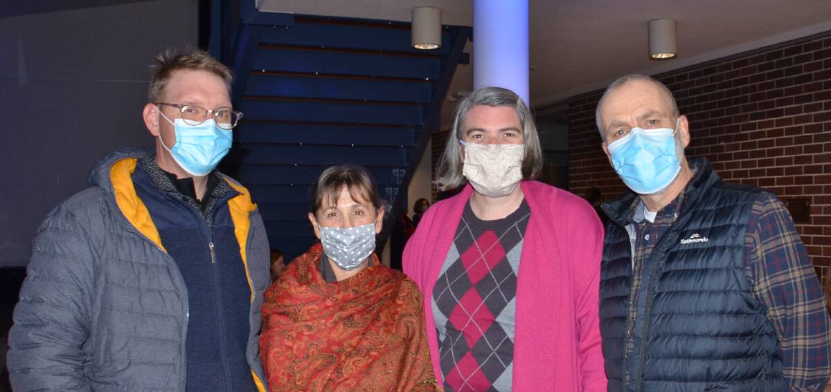 MASKED UP: The Oxley family at a pre-lockdown performance of Mamma Mia at the TAS Hopkins Centre. Photo: Vanessa Arundale