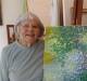 ART IS EVERYWHERE: Mrs Patricia Elkin OAM with one of her recent abstract works. Picture: supplied.