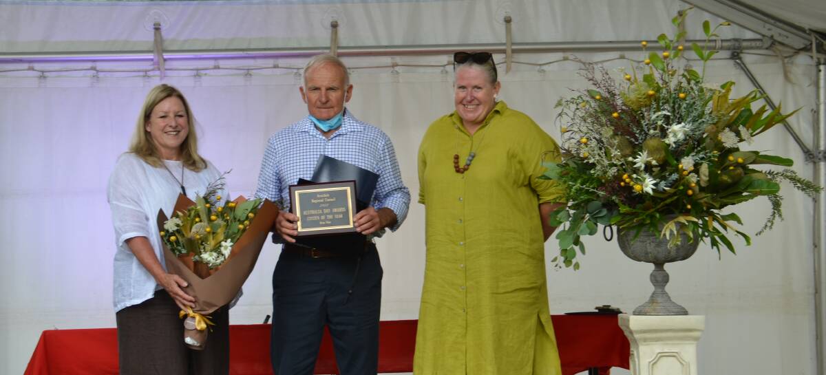 Armidale Australia Day Ambassador Narelle Campbell with Armidale Citizen of the Year 2022 Bill Flint and Armidale Citizen of the Year 2021 Nicole Scholes-Robertson