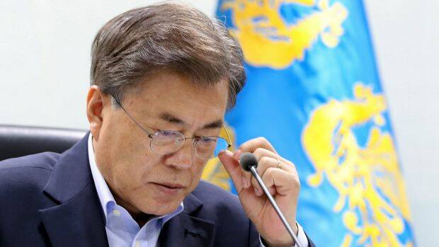 South Korean President Moon Jae-in at a meeting of the country's National Security Council on Tuesday. Photo: Handout
