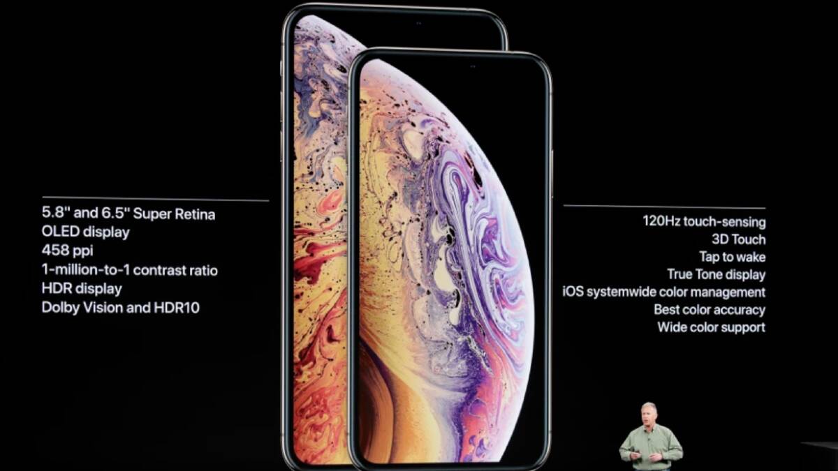 Phil Schiller, Apple's senior vice president of worldwide marketing, unveils the Apple iPhone XS and iPhone XS Max. Photo: AP