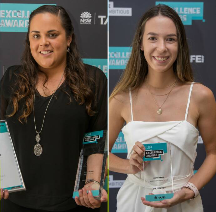 WINNING WAYS: Holly Bartram and Emily Southey cleaned up at the TAFE NSW Excellence Awards in Dubbo on Wednesday - Ms Bartram taking out three titles.