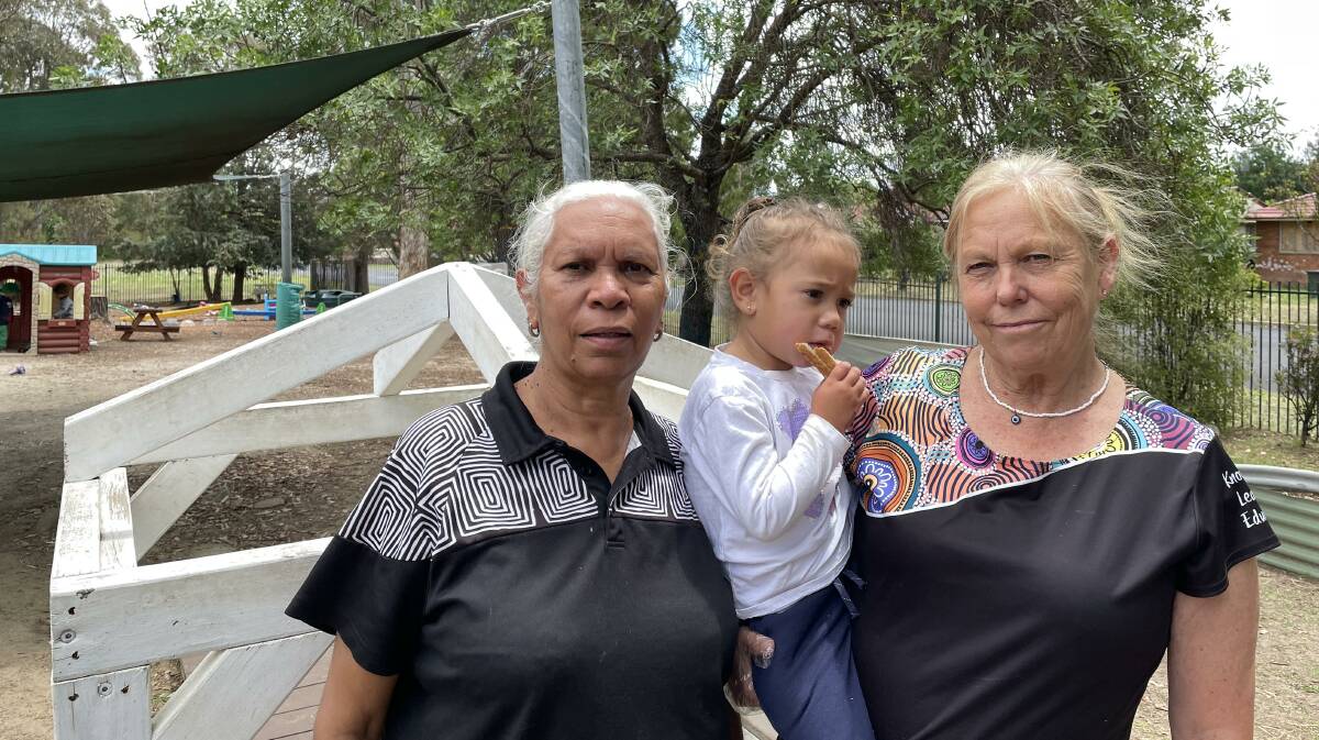 Auntie Ursula, left with Auntie Di and her three-year-old granddaughter, Halle at Galloway Children's Centre. The waiting list for a vacancy at the centre has mushroomed in the past few years.