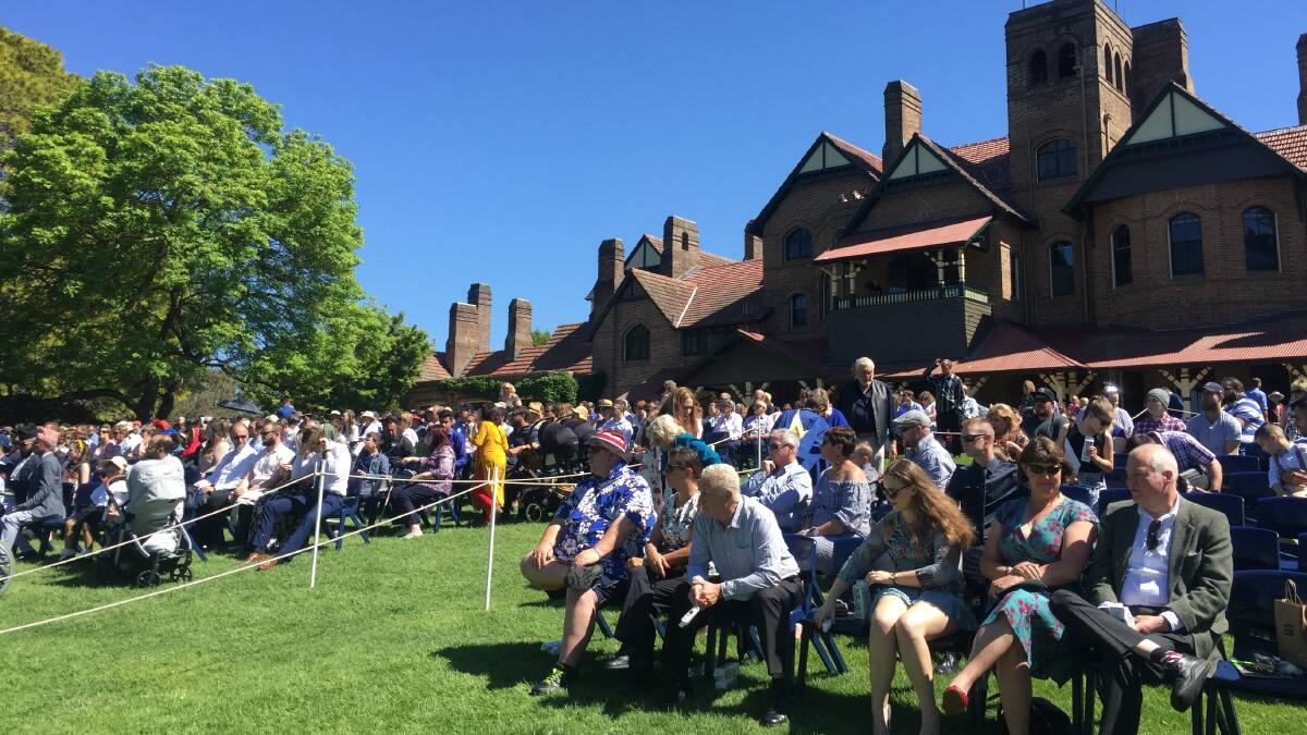 FAMILIAR SCENE: Graduations ceremonies, like the 2018 event, will be held on the lawns of Booloominbah at the University of New England over three days at the end of April. Picture: File