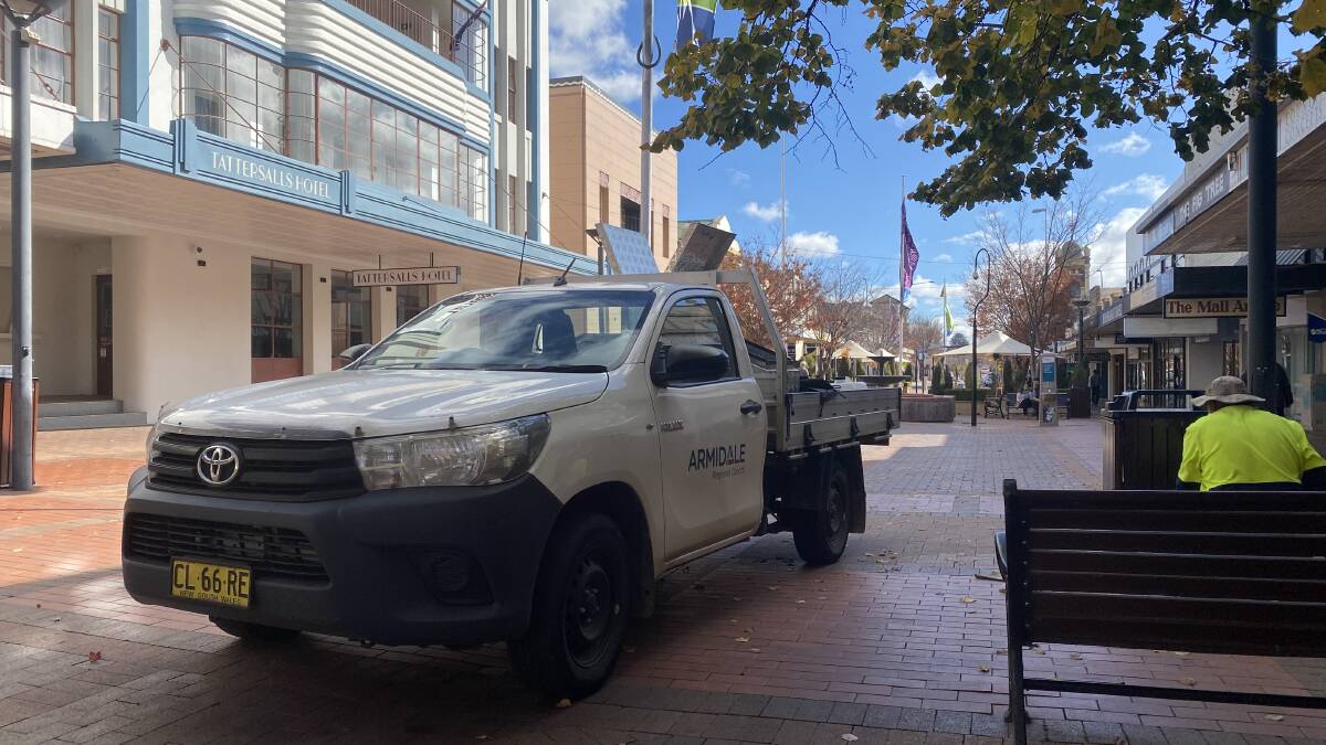 DRIVE-IN: A council vehicle accesses the mall last week. Picture: Laurie Bullock