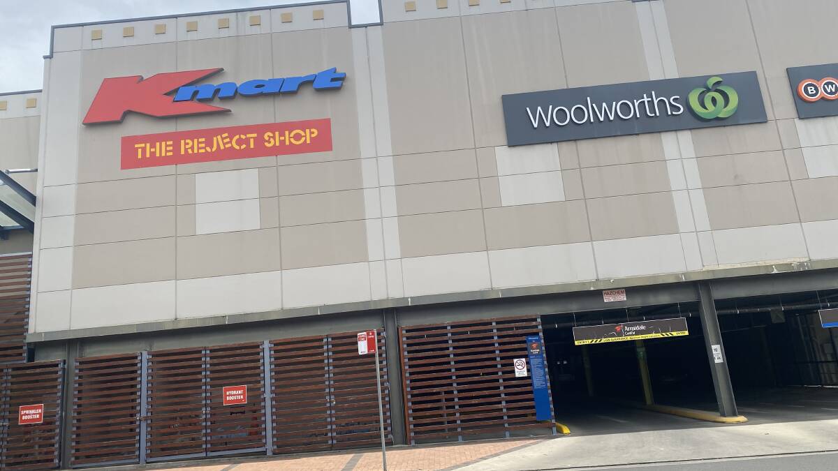 The Kmart logo is already on the side of the shopping centre.