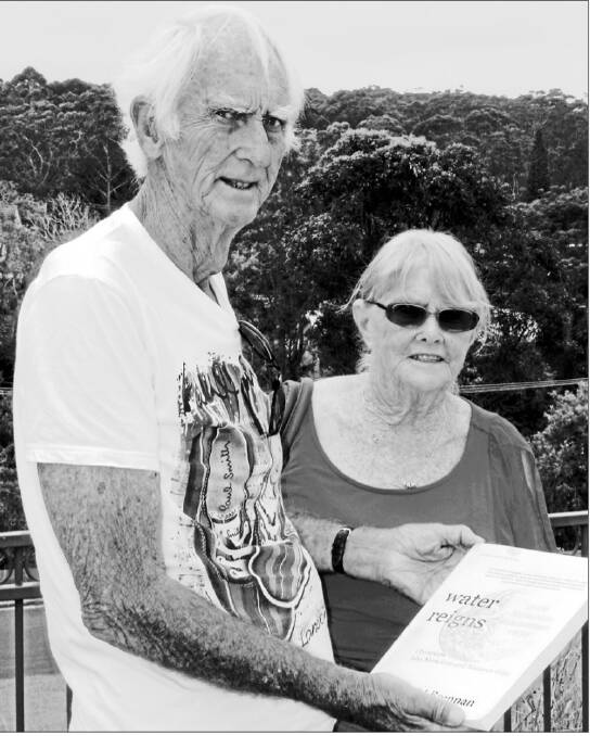 John Monckton and his wife Maureen Giles with a copy of their authorised biography,
Water Reigns by Dr Michael Brennan.