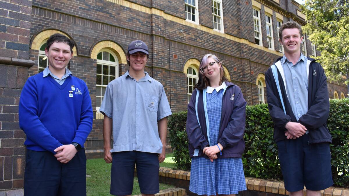 The O'Connor Catholic College debating team (from left) Angus Scrivener, Joel Croft, Roie Wood and Jean Boshoff is into the final of the Australian Independent Schools debating competition. Picture: Supplied