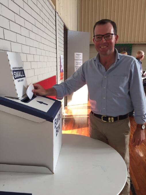 A VOTE FOR MARSHALL: Northern Tablelands MP Adam Marshall votes at Moree PCYC polling centre on Saturday morning. Picture: Sophie Harris