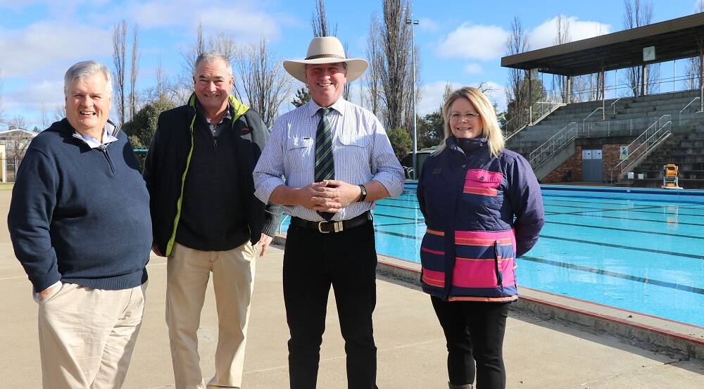 MP Barnaby Joyce at the announcement of funding for the Armidale Hydrotherapy Centre last year with Cr Peter Bailey, former mayor Simon Murray and former councillor Diane Gray.
