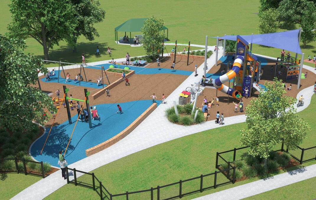 PARK PROGRESS: Council released this concept design of what the new playground could look like, although the final layout could change. Picture: Supplied