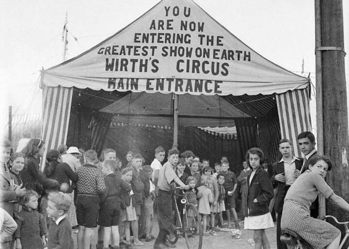 Wirths Circus in 1941. The touring circus that David Drummond spoke to at half time in Ashford were a feature of country life. Photo: State Library