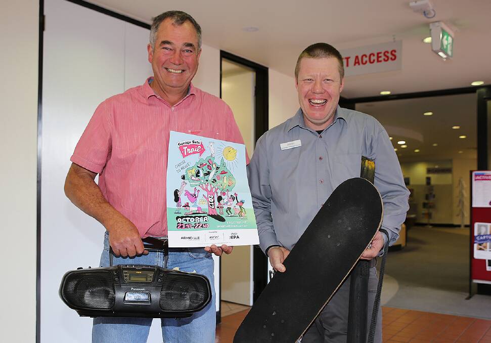 Mayor Simon Murray and James Turnell, Council’s Program Leader Waste Management and NIRW Executive Officer, are encouraging the community to get rid of their unwanted items and host a garage sale during this year’s Garage Sale Trail.