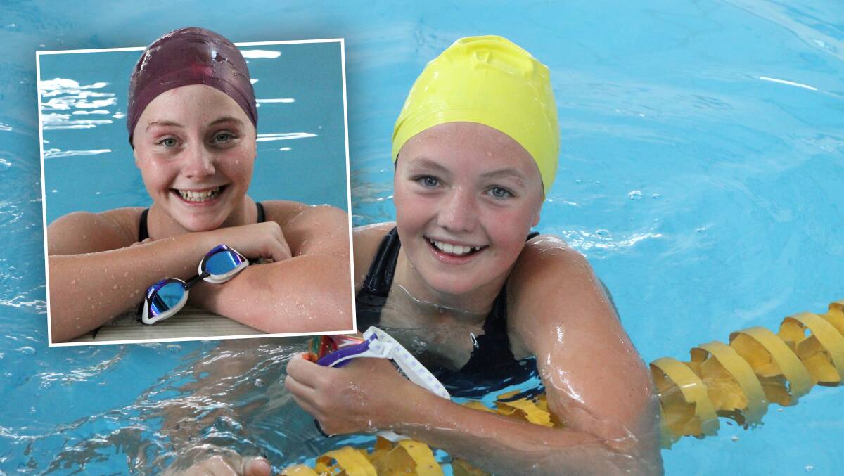 Jordie Cullen broke five records at The Armidale School's swimming championships, just three weeks after starting at the school. INSET: Isabella Henderson set records in the under 13s girls butterfly, backstroke and breaststroke and the 100m freestyle. 
