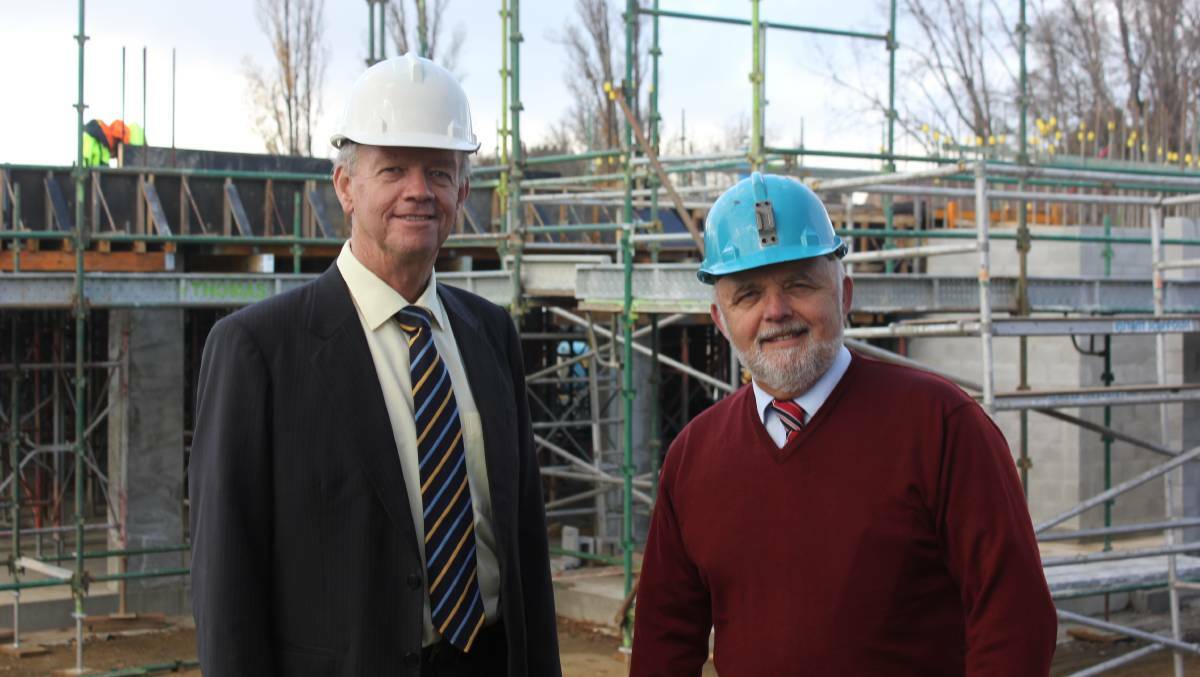 Murray Guest and project manager Pat Bradley at the site for the new all-female boarding house for 64 students.
