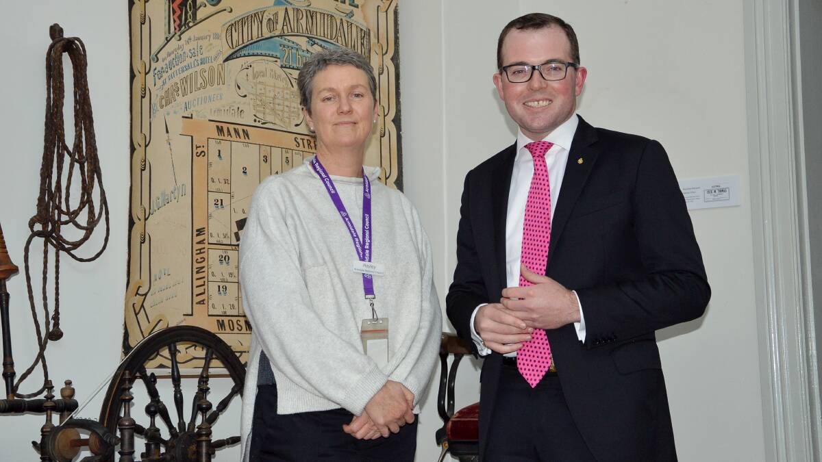 Armidale Folk Museum’s Hayley Ward received the news of her scholarship from Museums & Galleries NSW from state MP Adam Marshall.
