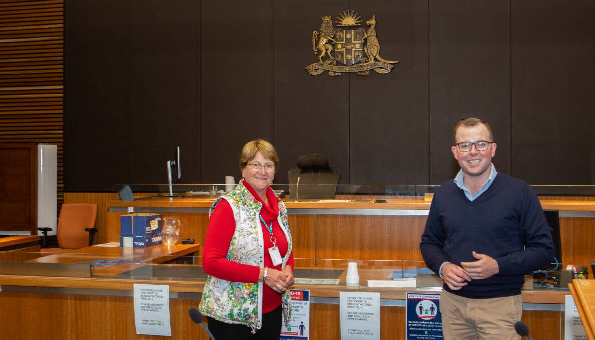 Safety improved at Armidale Courthouse with registrar Rhonda Breneger and MP Adam Marshall discussing the upgrades funding through the NSW Governments COVID-19 Stimulus.