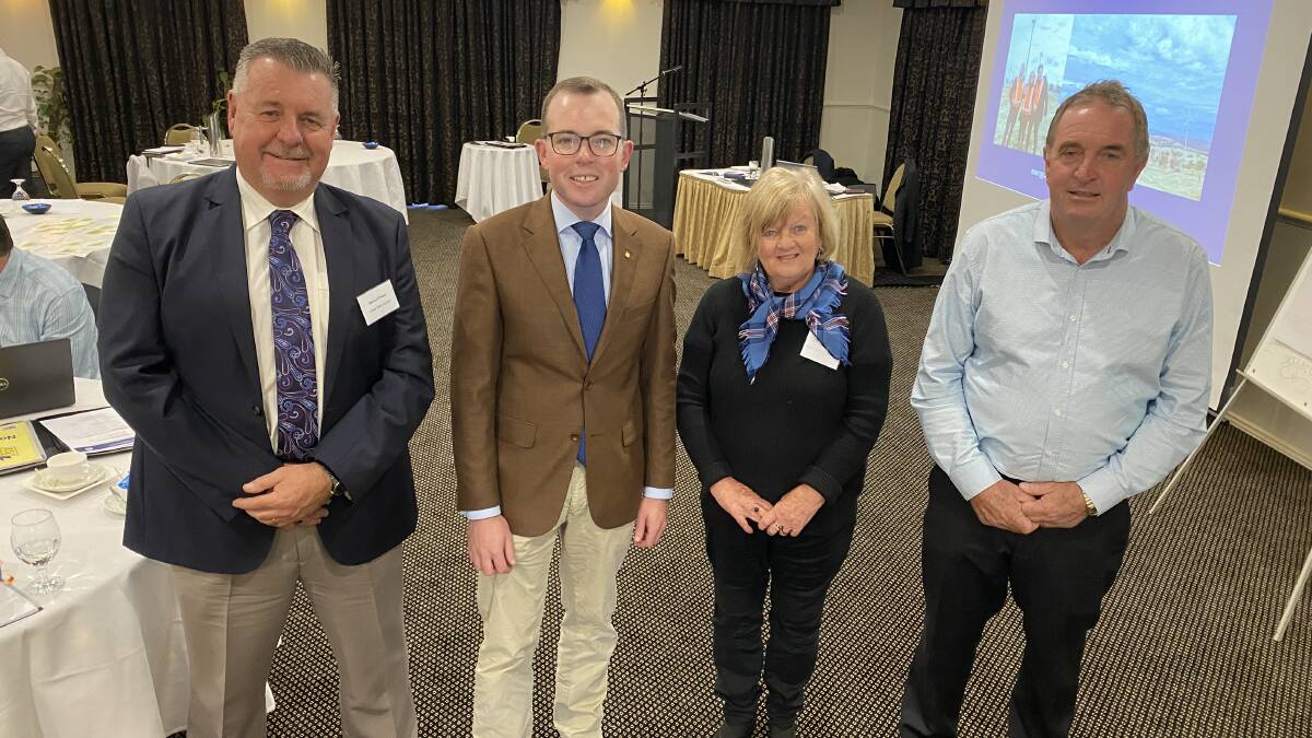 Uralla mayor Michael Pearce, Northern Tablelands MP Adam Marshall, Glen Innes mayor Carol Sparks and Walcha mayor Eric Noakes at the Armidale meeting on Wednesday. Picture: Laurie Bullock